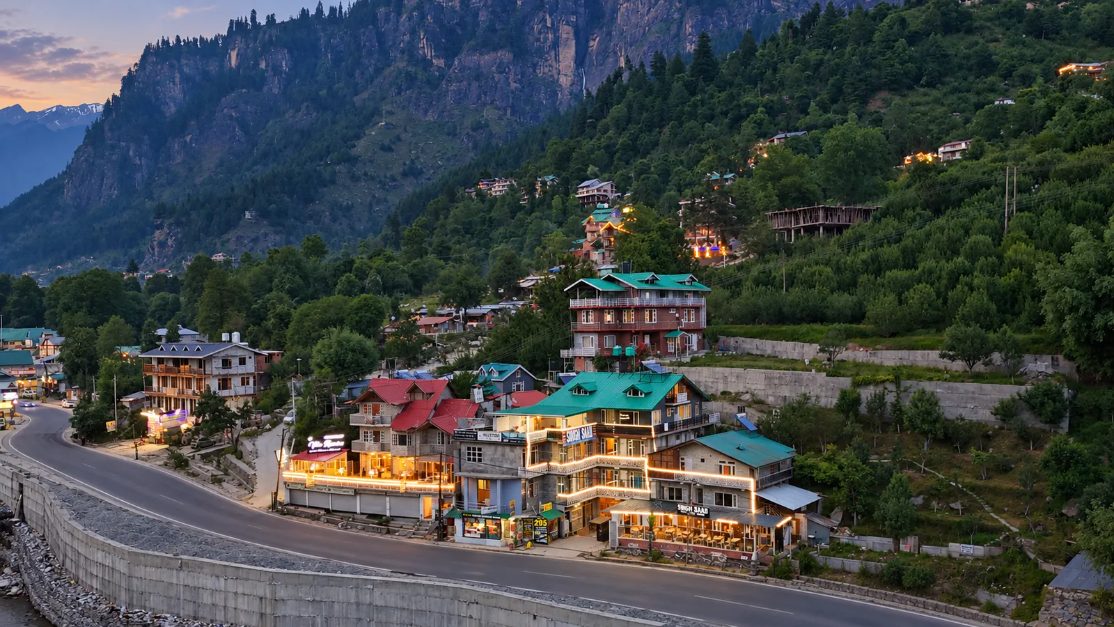 Singh Saab property and the surrounding mountains in Vashisht, Manali