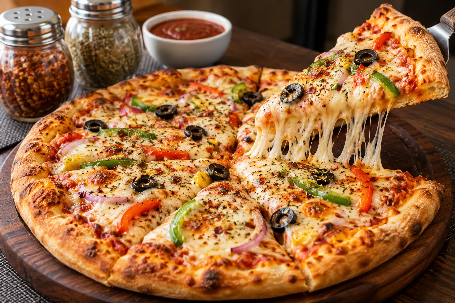 Cheesy vegetable pizza